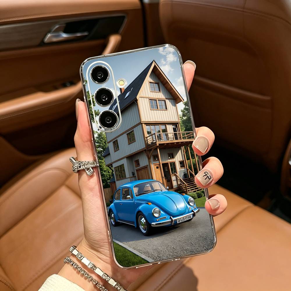 Vintage- Beetle  Retro Car Clear Phone Case for Samsung Galaxy A71, A70, A52, A51, A40, A30 Samsung a50 30s 50s