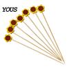 Candied Hawthorn Sticks 100PCS Disposable Fruit Stick, Flower Top Decor Bamboo Skewers, Multipurpose Daisy Sunflower Skewers Food Picks Party