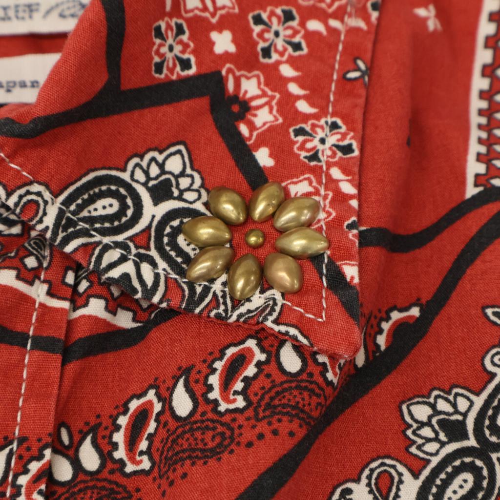 REMIRELIEF Red Bandana Pattern Long Sleeve Shirt Tops S RedUsed