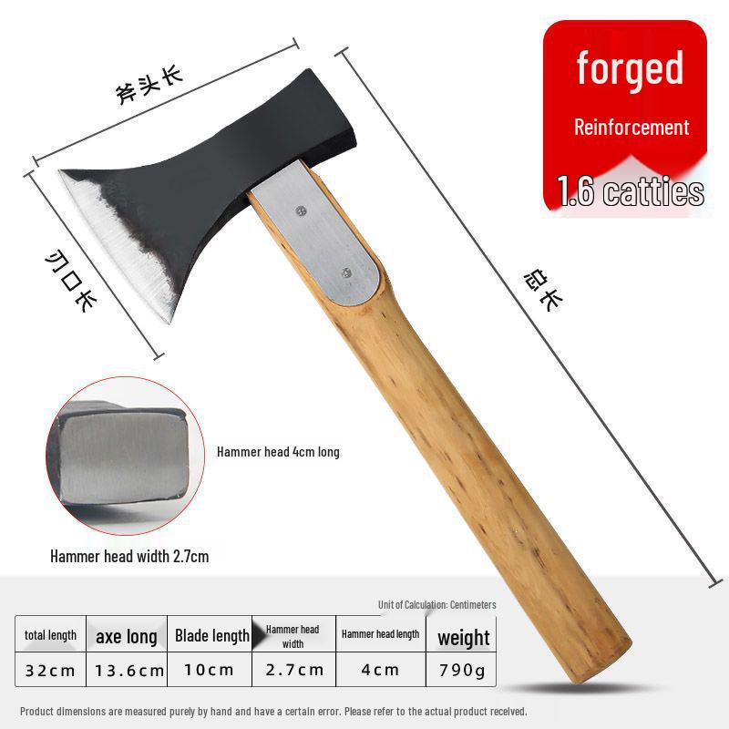Axe Splitting Wood Axe - Hand Forged Steel Cleaver for Outdoor Woodworking, Firefighting, & Mountain Adventures