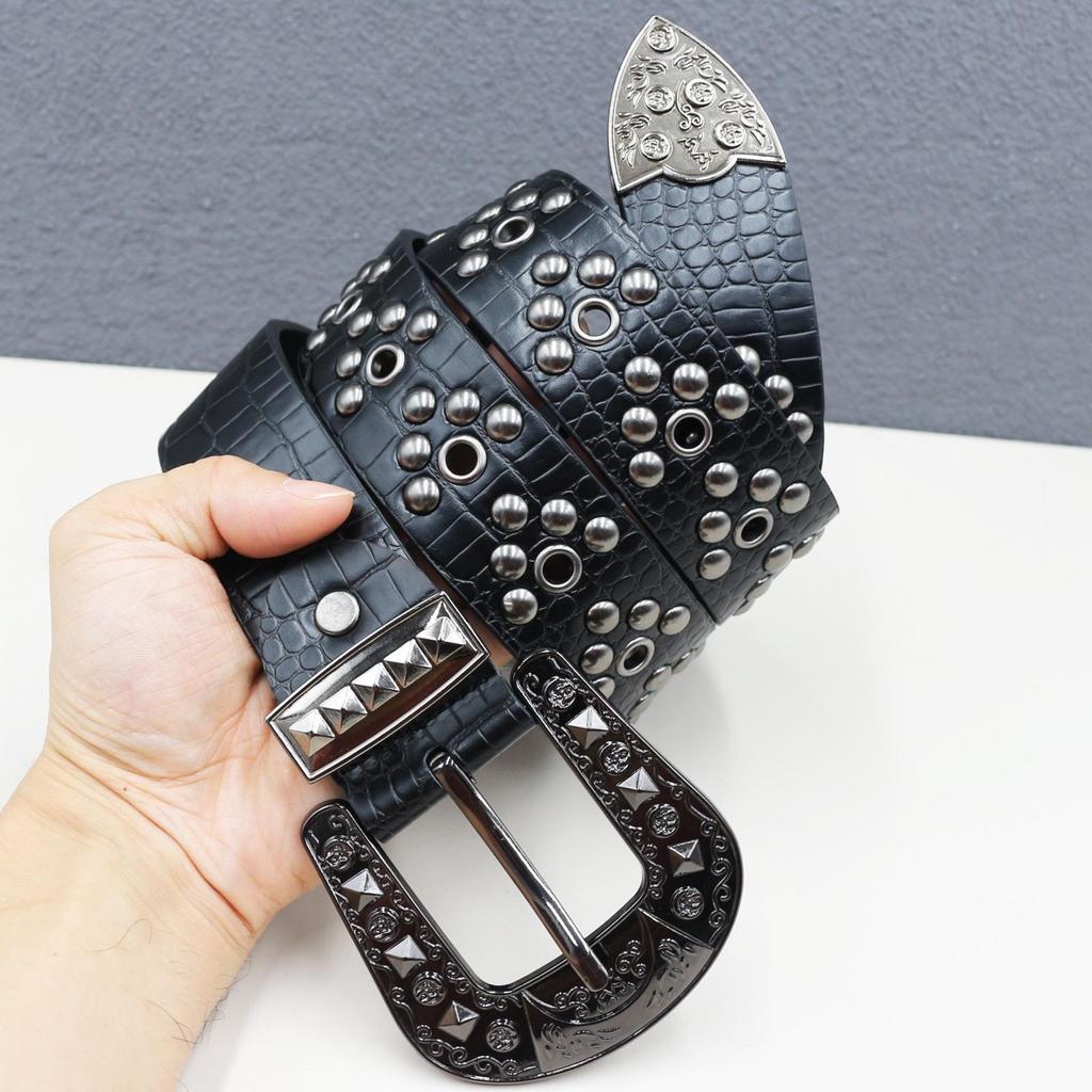 Subculture Punk Y2K Hollow-Out Rivet Eyelet Street Style Jeans Belt