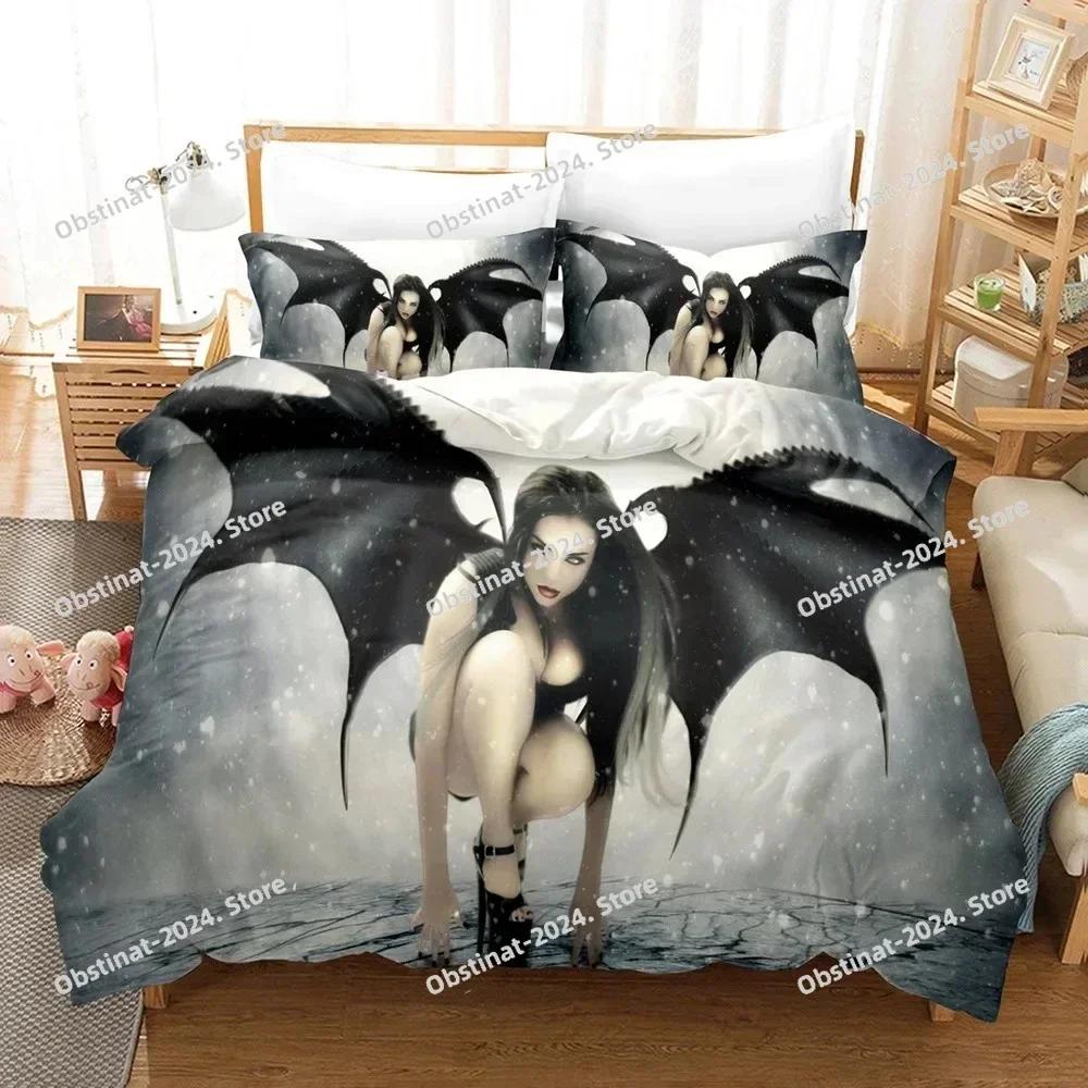 3D Tisk Padlý Anděl Ložní Souprava Povlak na Přikrývku Ložní Souprava Povlak na Peřinu Povlak na Polštář Přikrývka King Queen Size Chlapecká Dospělá Ložní Souprava