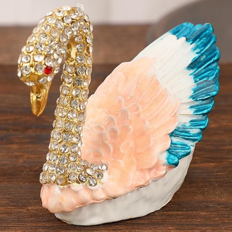Swan Mini Jewelry Storage Box Inlaid Gem Organizer Exquisite Earrings Ring Storage Jar Dresser Display Unique Festival Gift