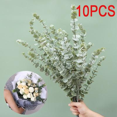 10 STUKS Kunstplanten Eucalyptusbladeren Groen Blad DIY Bloem Voor Huisdecoratie Bruiloft Feest Bloemenboeketten nep plant FH7