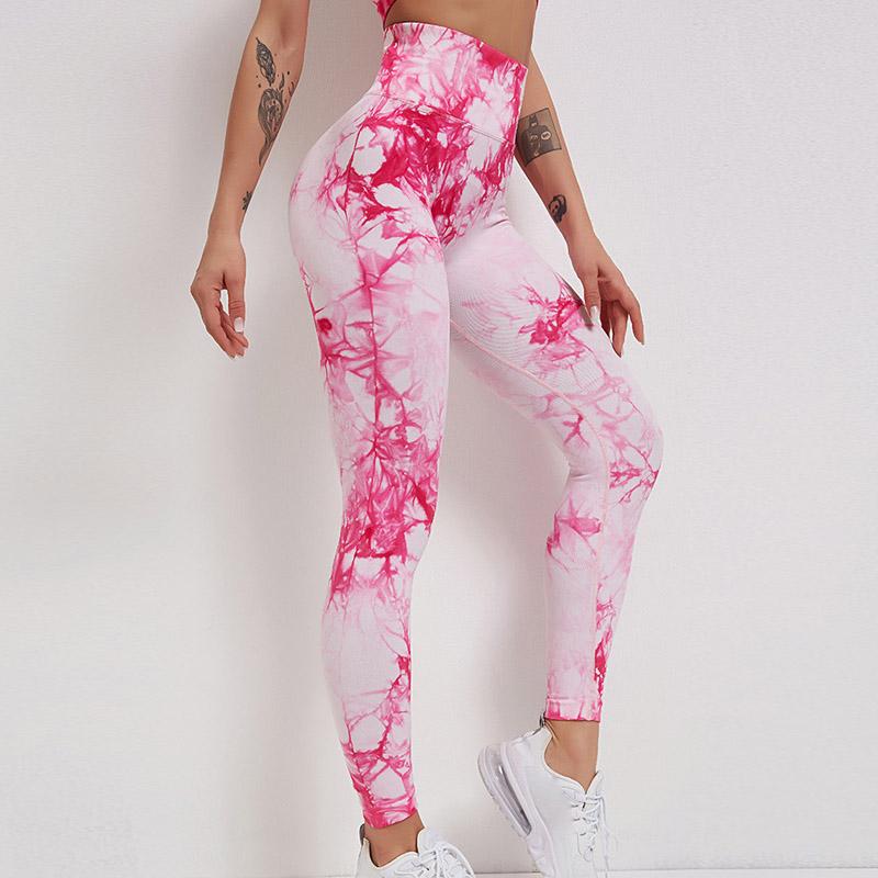 Jambiere strânse cu vopsea cravată Sport femei Fitness cu pantaloni de yoga de buzunar Colanți de antrenament stretch Leggings de gimnastică subțiri