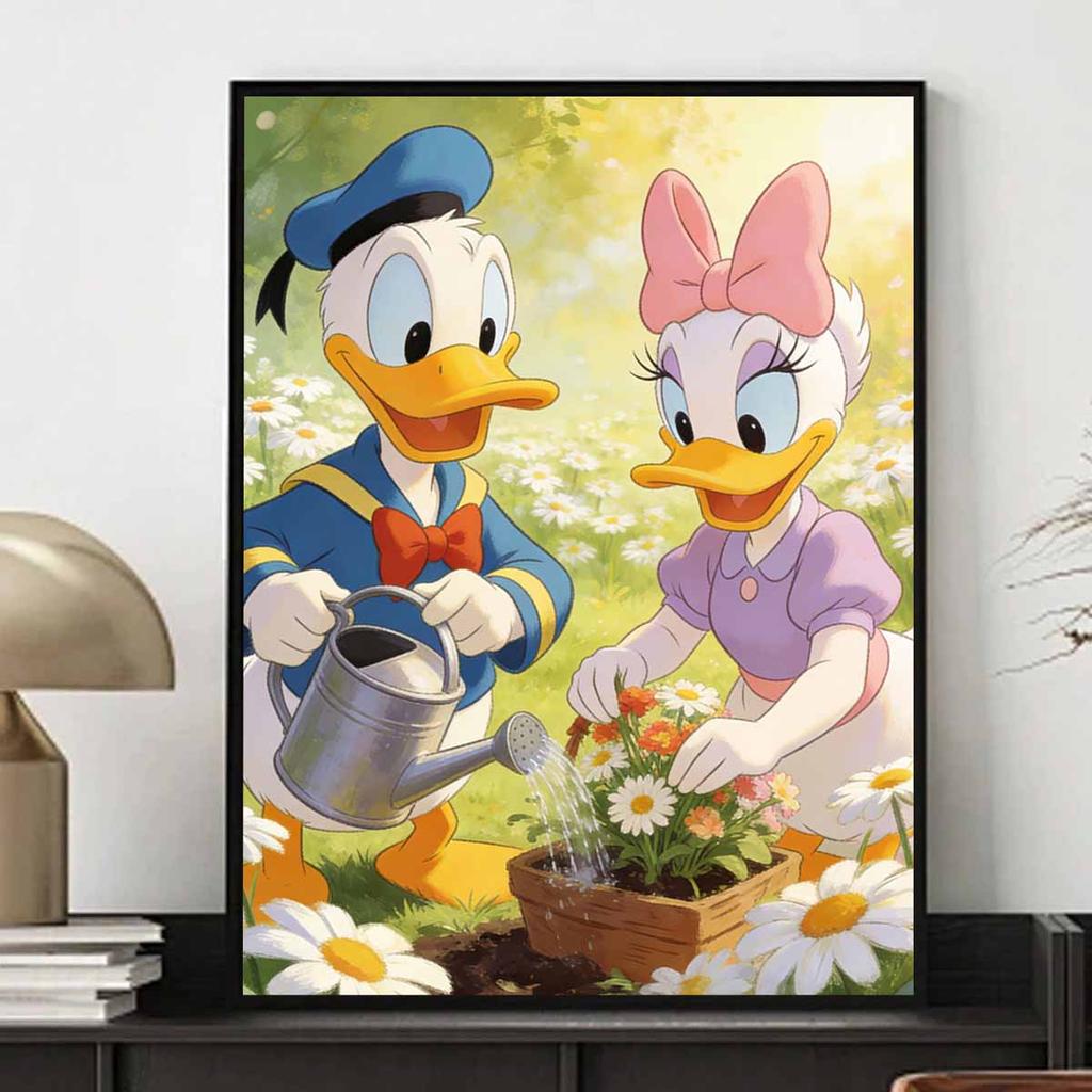 Disney Donald Duck Daisy Duck Watering Flowers Diamond Painting Full Diamond Art Kit Handmade DIY Home Decoration Gift