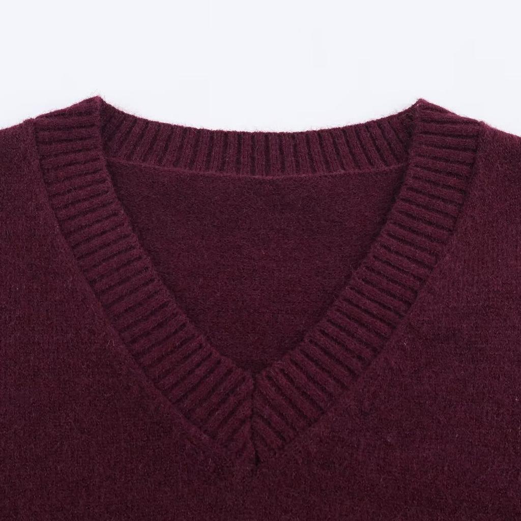 European and American style, new women's clothing, foreign style, fashionable, casual V-neck knitted sweater 1509002
