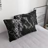 3Pcs Set Polyester Marbled Quilt Cover Pillowcase Bedding Set EU Double Size (Black)