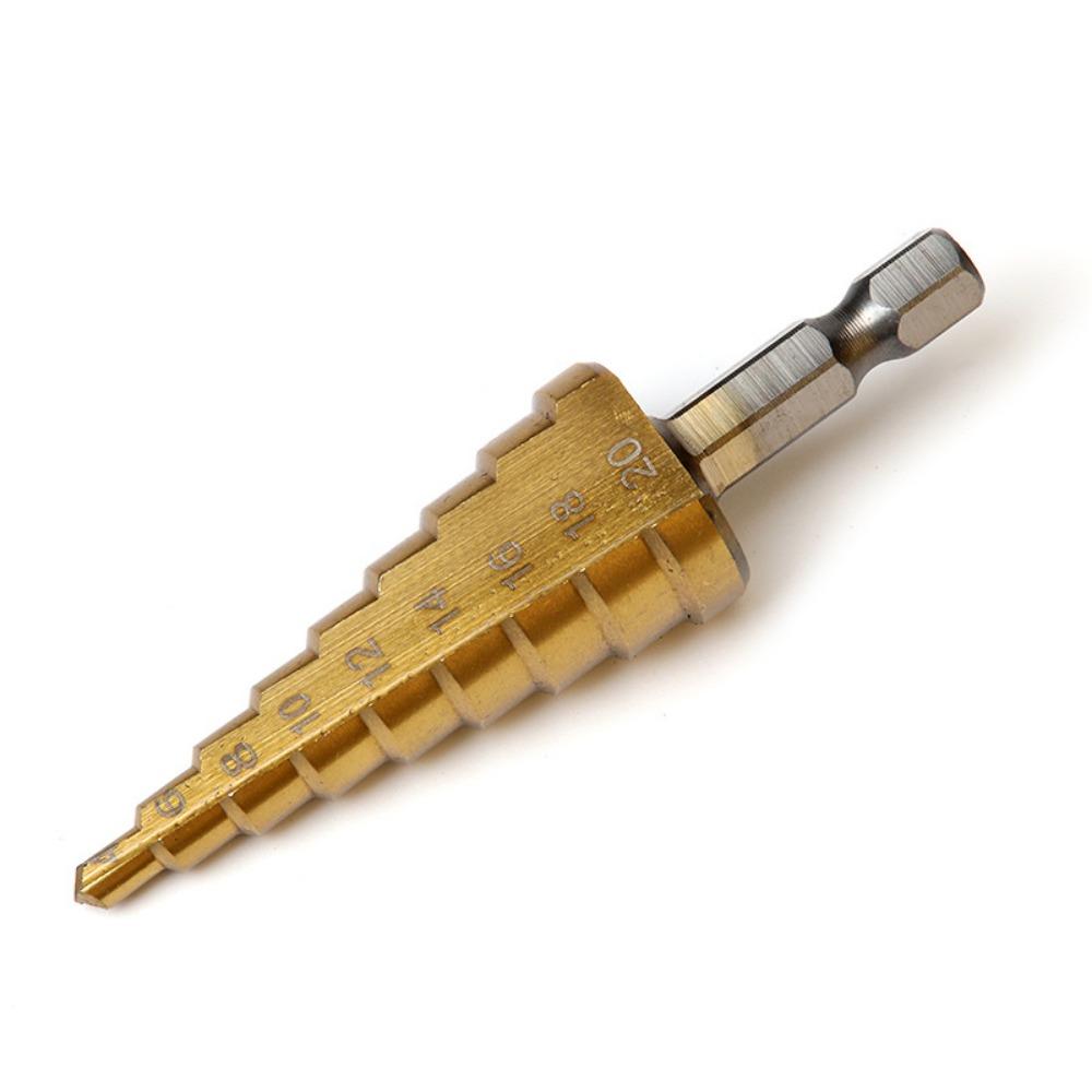 Baota Drill Bit 3-piece Set Hexagonal Handle Straight Slot Metric Titanium Plated Drilling Reamer Step Drill 3-piece Set Step Drill