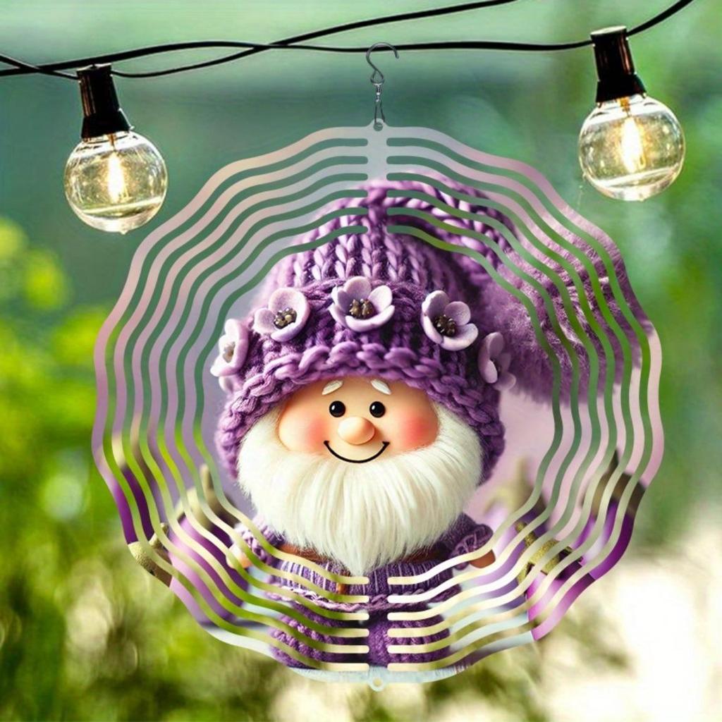 Metall Windspiel Aufhänger Outdoor Gartendekor mit Wichtel Tannenzapfen Schneeflocken für Veranda Hof Vogelabwehr Festliche Feiertags Weihnachtsdeko