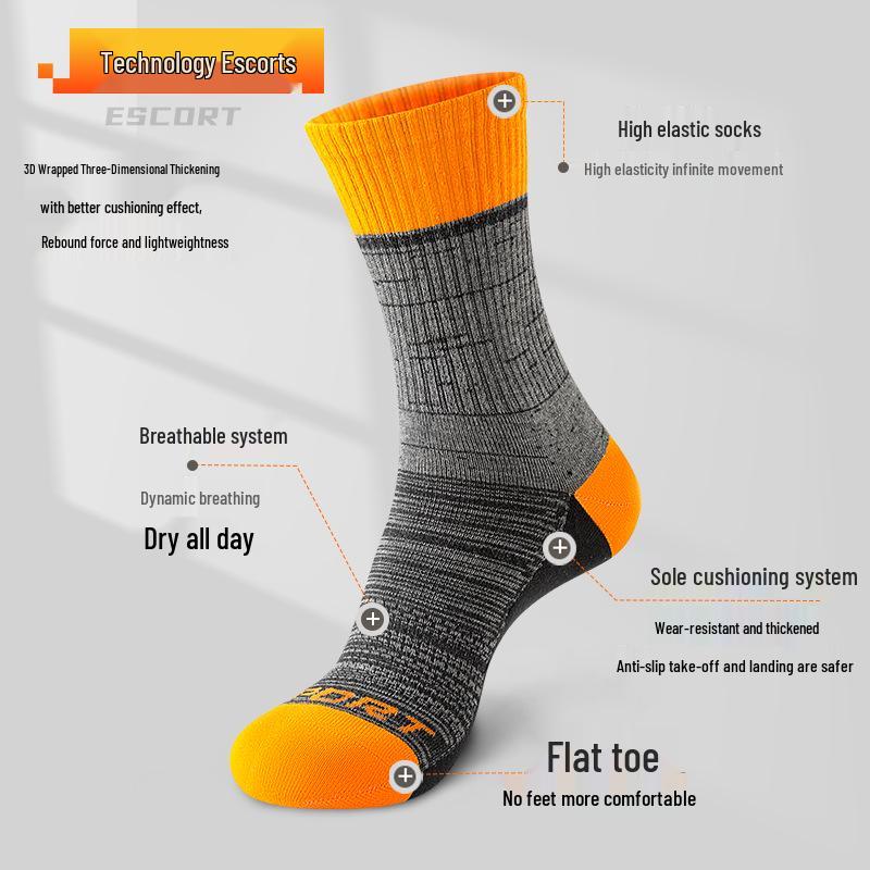 Men's Plus Size Breathable Athletic Socks - Spring/Autumn Style for Running, Basketball, Badminton