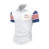 Men Short Sleeve Button Down Shirt with Printed Pattern Casual Slim Fit Collared Top for Summer