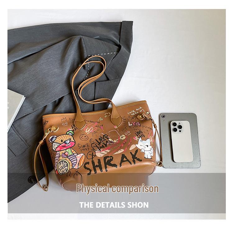 Graffiti Fashion 2025 Women's Versatile Handbag: Large Capacity Tote for Commute, Travel & College