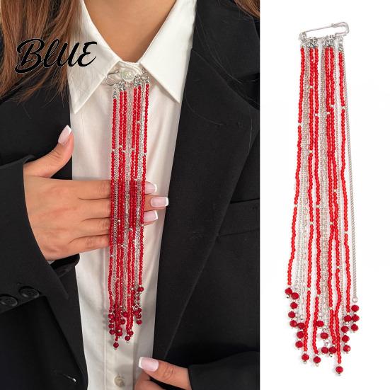 Dangle Brooch Beaded Tassel Pin Boho Chain Retro for Women