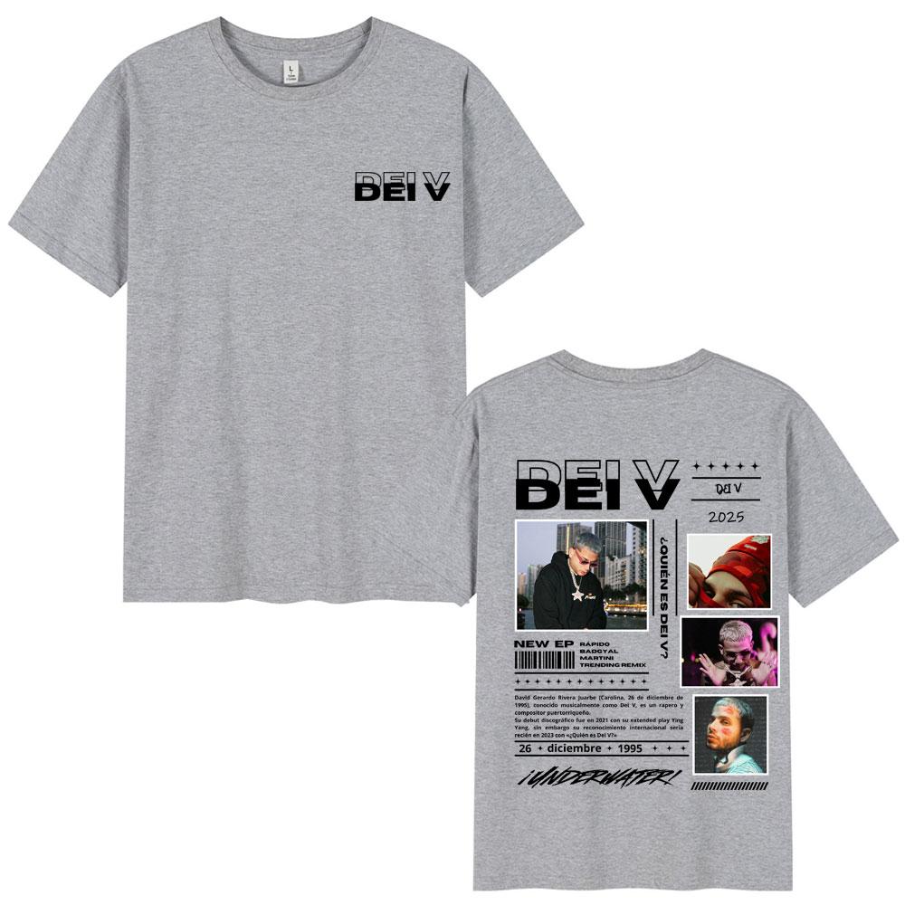Rapper Dei V Quien Es Dei V? Tour 2025 T-shirts Men Women Hip Hop Oversized Music T-shirt Classic O-Neck Loose Unisex T Shirt