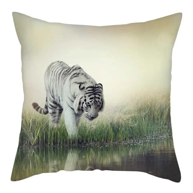 Tiger Lion Picture Pillow Case Animal Throw Cover For Home Bedroom Sofa Decorative Cushion