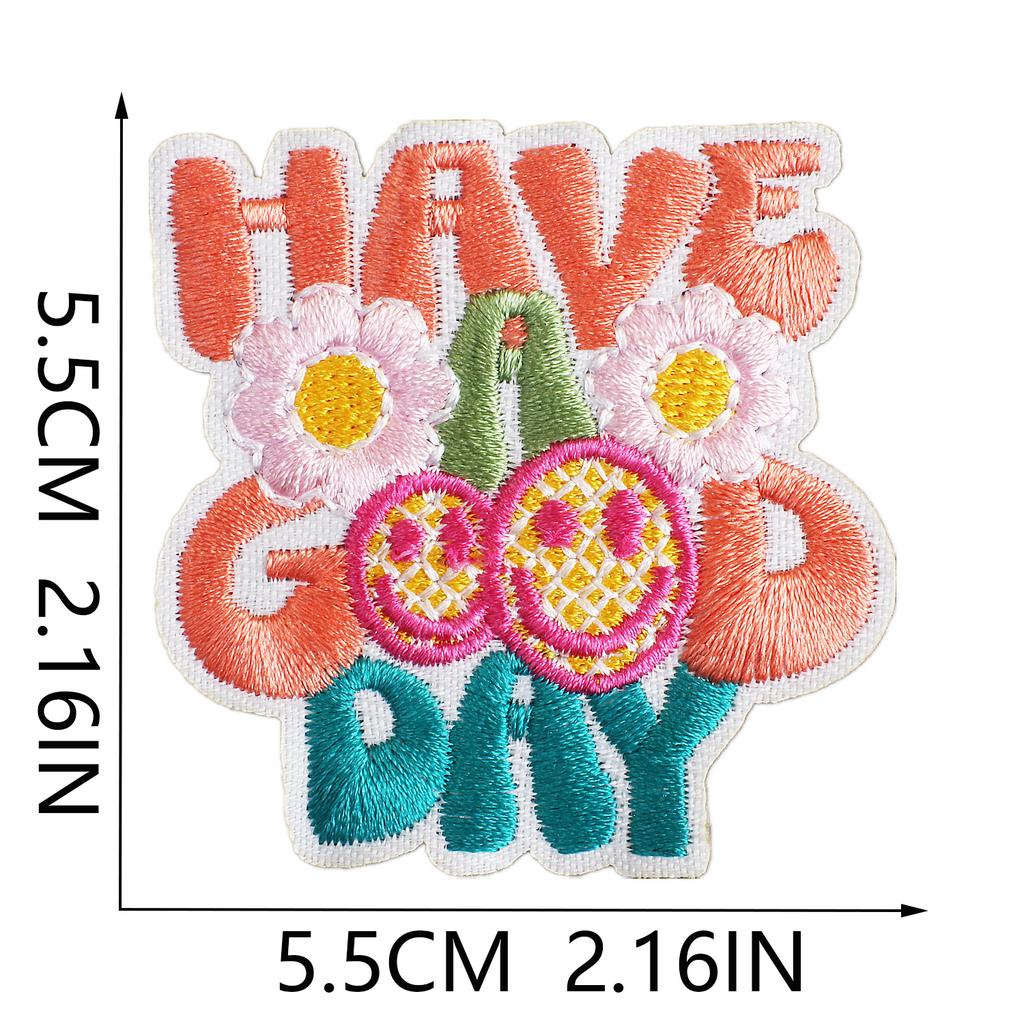 Inspirational Quotes Embroidery Cloth Sticker Student Bag Decoration Patch Sticker Positive Energy Smiley Face Zhang Zai Computer Embroidery Sticker
