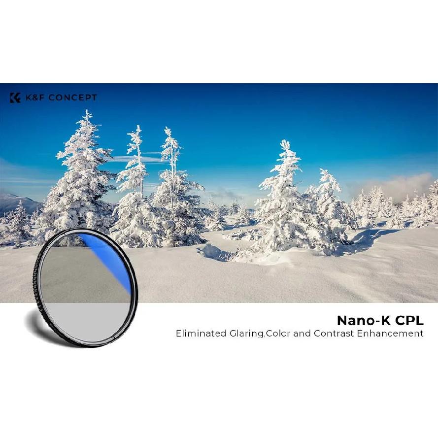 K&F CONCEPT 67mm 77mm 82mm Nano-K CPL Camera Lens Filter Ultra Slim Optics Multi Coated Circular Polarizer with 3 Cleaning Cloth