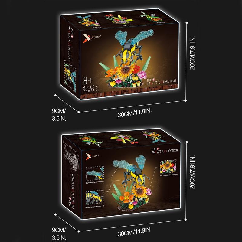 Insekt Blume Bausteine Biene Marienkäfer Mantis Topf Modell Ziegel Kreative Desktop Ornamente DIY Spielzeug Für Kinder Geburtstag Geschenke