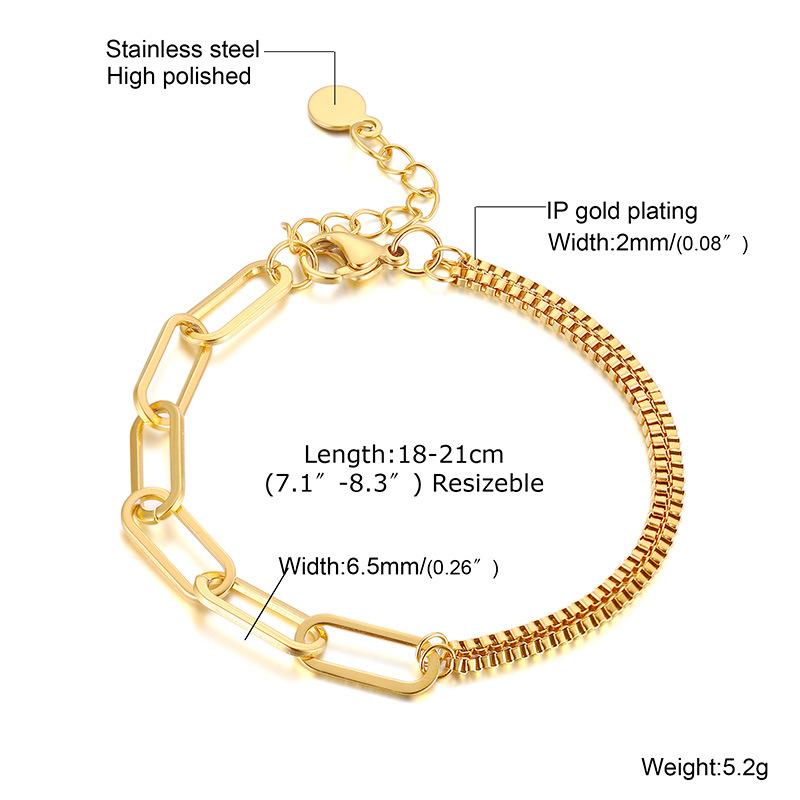 Extension Chain Stainless Steel Bracelet Ab Model, Chain White Rectangular Brand Gold Box Chain