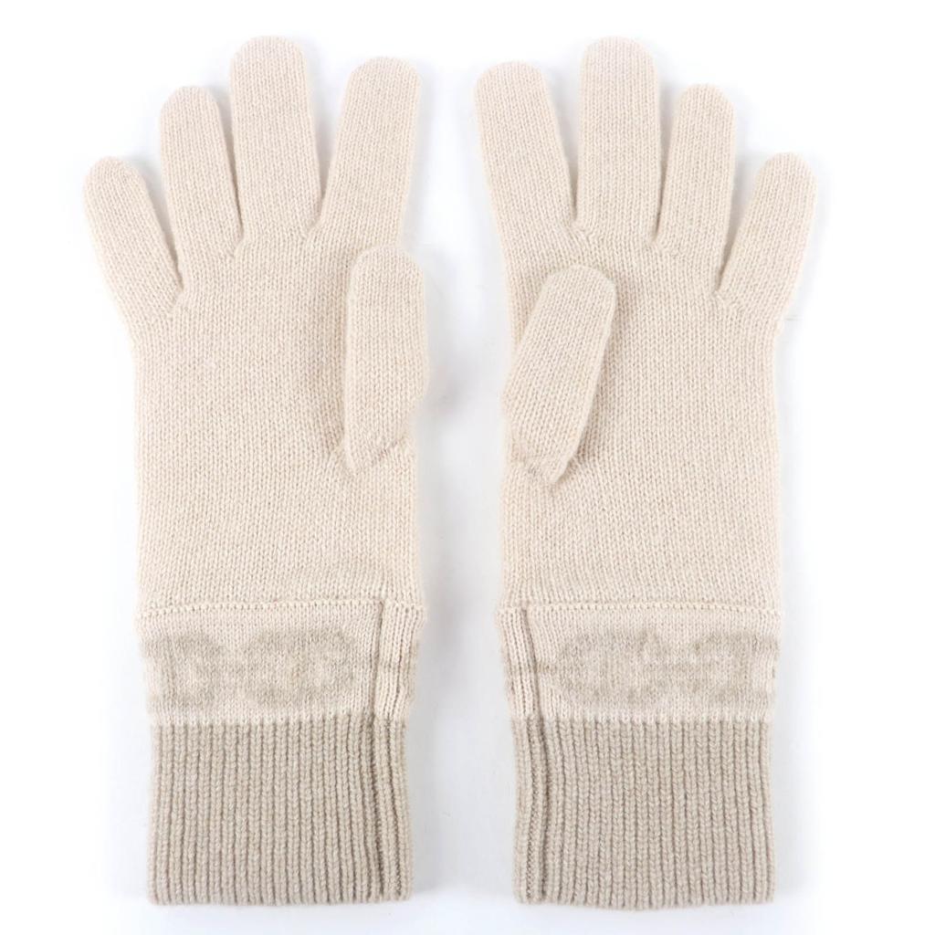 Excellent HERMES gloves Haven Chaine d'Ancre Knit Gloves beige cashmere Women S Used