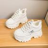 Fashion Lace Up Chunky Sneakers for Women Comfort Breathable Platform Sports Shoes Woman Pu Leather Thick Bottom Running Shoes