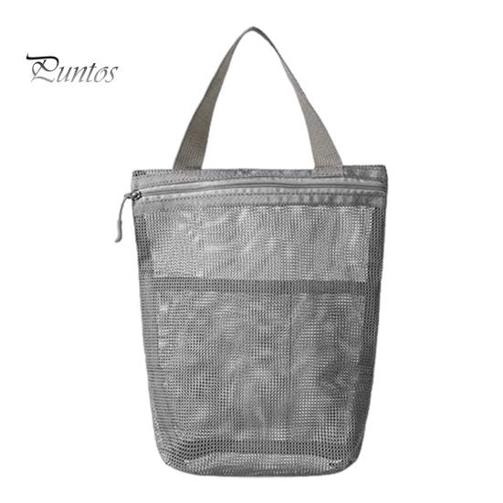 

Сумка для душа, пляжная косметичка, застежка-молния, большая вместимость, однотонная полая сетчатая косметичка с ручкой серый