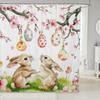 Easter Rabbit Bath Curtain Cute Bunny Shower Curtain For Kids Boys Girls Watercolor Eggs Bathroom Decor Pet Animals Bathroom
