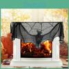 Intricate Black Lace Spider Web Bat Decor For Halloween Fireplace Mantle