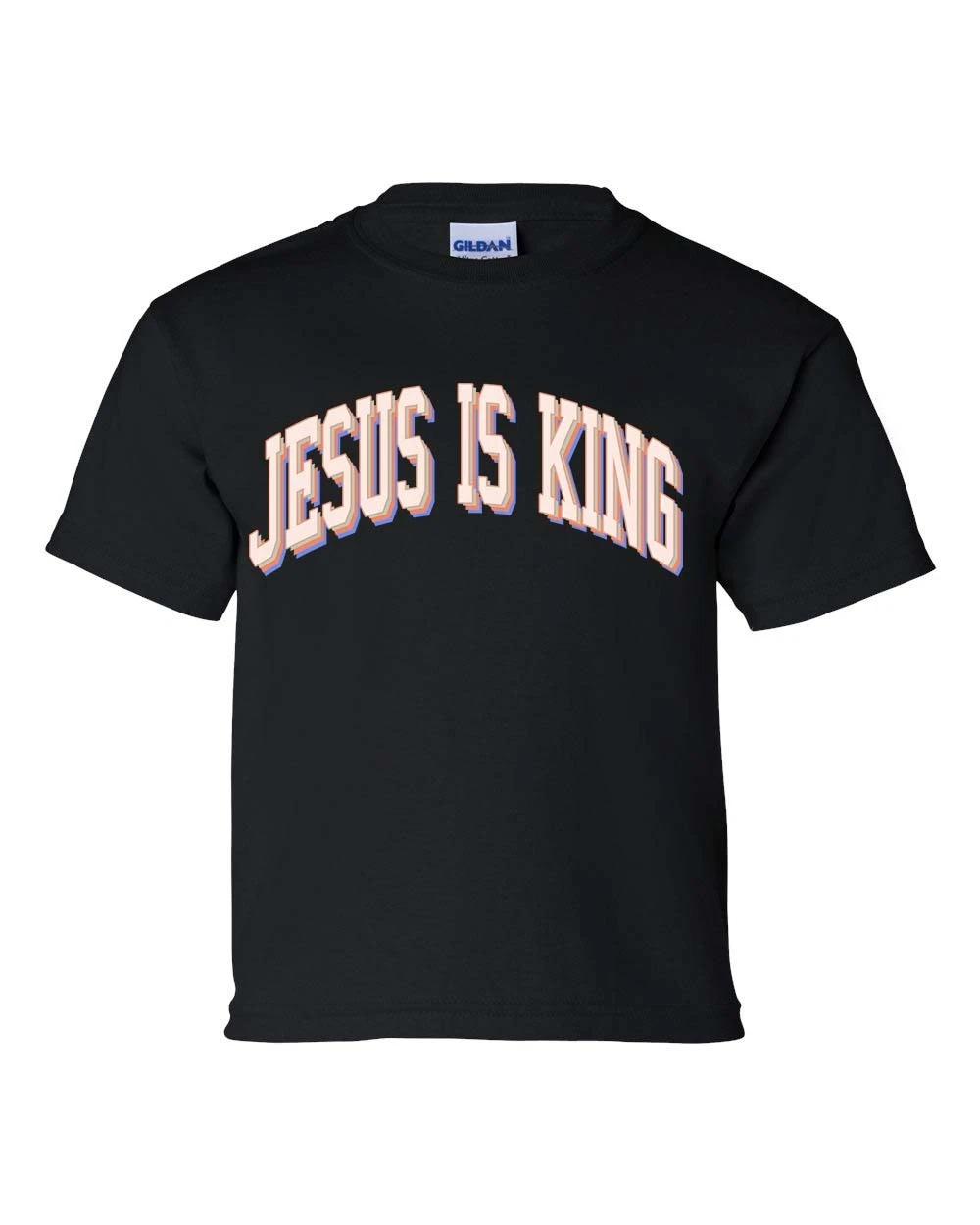 Jesus Is King Youth Kids Christian kids boys T-Shirt Graphic Tee 100