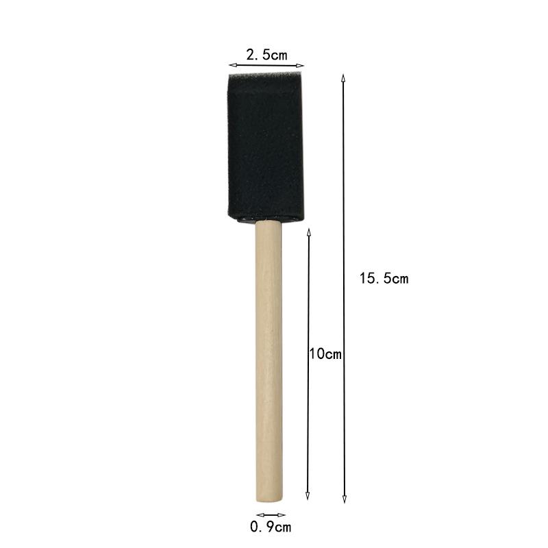 Children s DIY Multi-spec Wooden Handle Black Sponge Brush Set