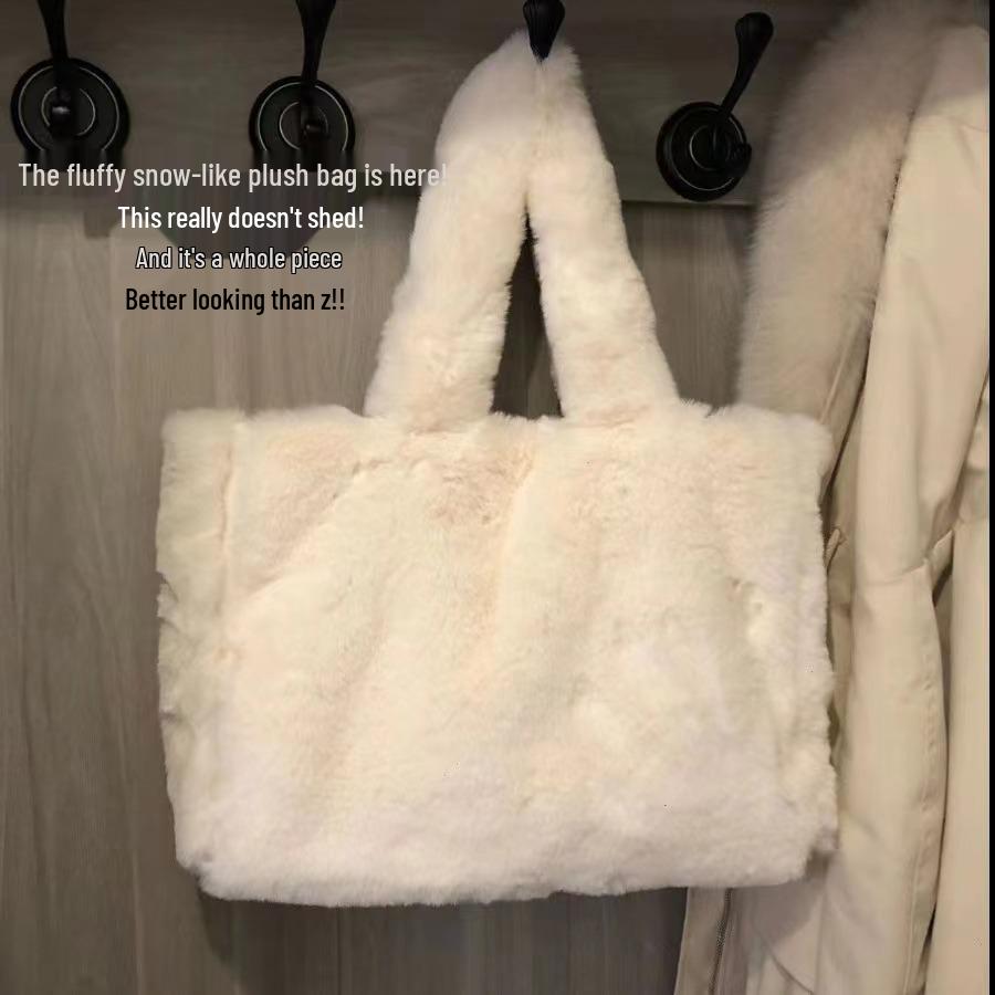 Eco-friendly Plush Tote Bag - Women's 2024 Autumn/Winter Fashion, Large Capacity, Single Shoulder
