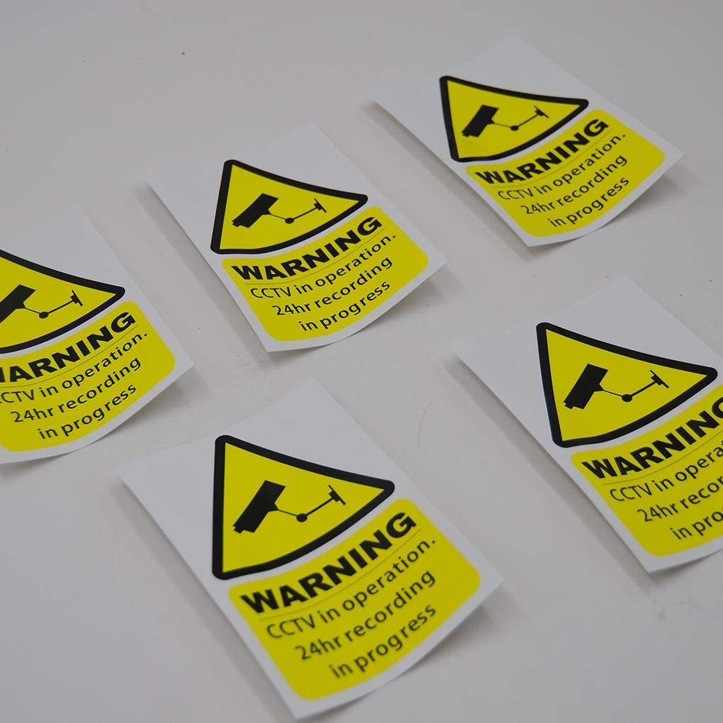 5 Stück/Set CCTV in Betrieb Videoüberwachung Sicherheitsalarm Aufkleber Fensterwarnaufkleber Markierungszeichen Autostyling