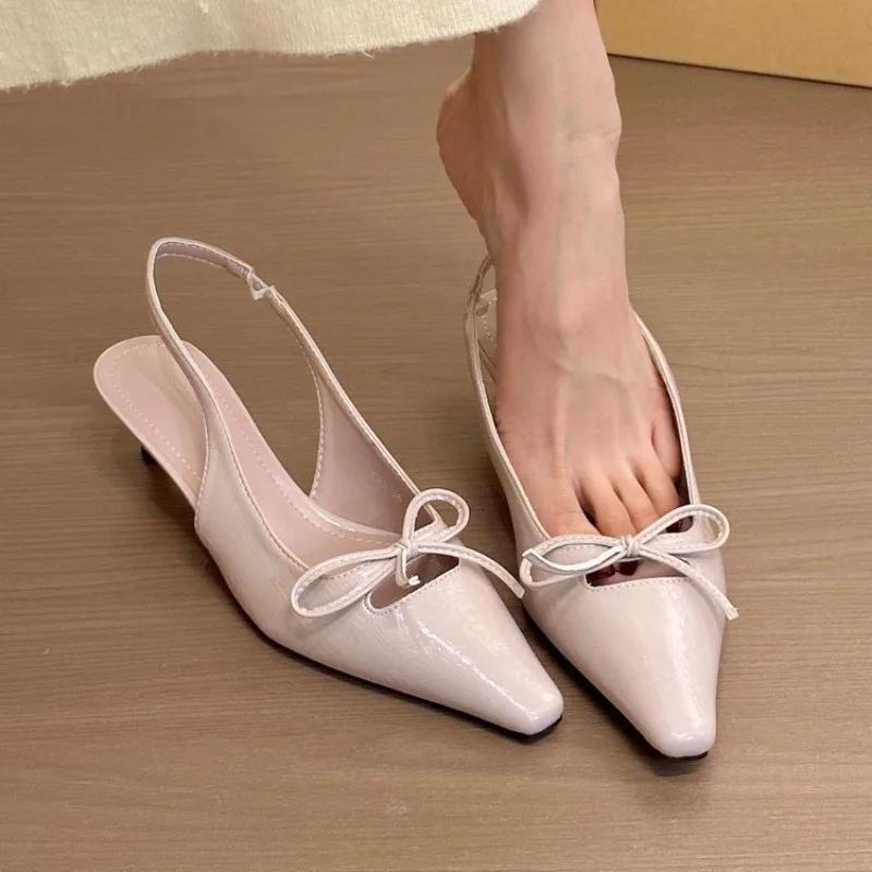 Luxury Fashion High Heels Female Sandals Butterfly-Knot Elegant Office Shoes Ladies Sexy Fashion Slingbacks Dress Shoes