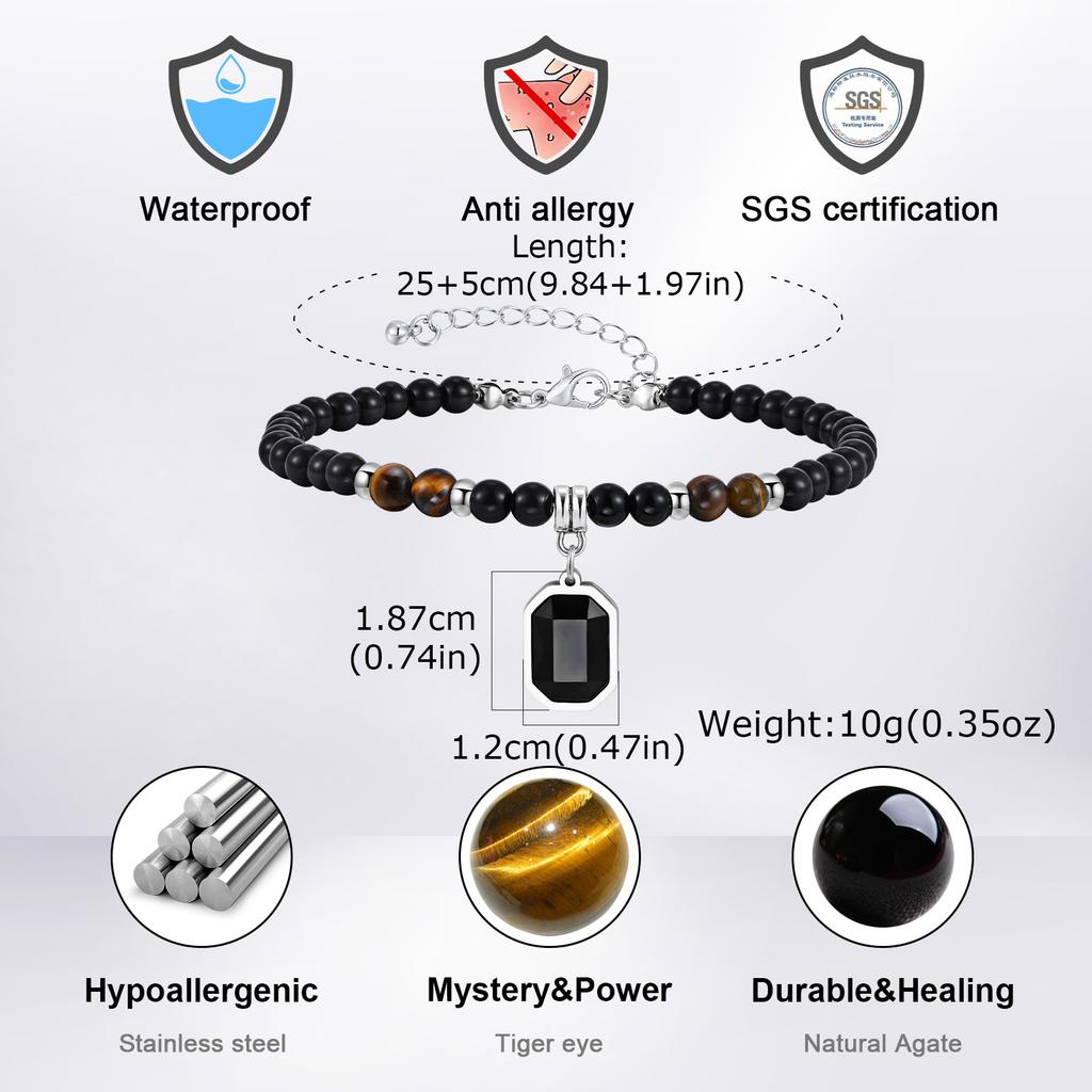 Modisches Boho Naturstein Fußkettchen für Herren Edelstahl Perlen Kette Fußkettchen Wasserdicht Fußschmuck Sommer Strandparty
