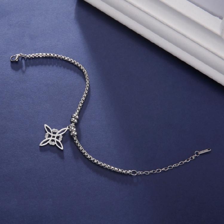 Women Men Bracelets Witch Knot Shaped Stainless Steel Bracelet Adjustable Bangle