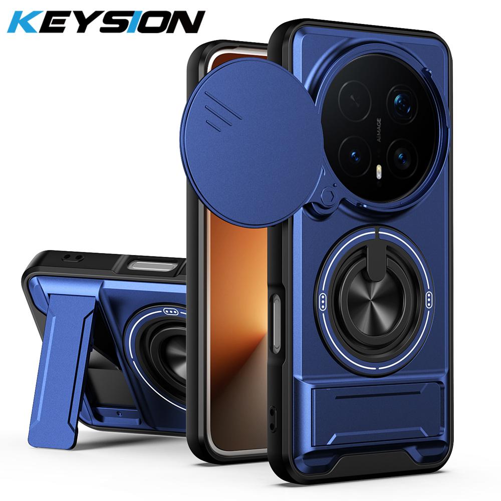 KEYSION Magnetic Phone Case for HONOR Magic 8 Pro 5G Slide Camera Protection Upright Kickstand 360 Ring Shockproof Back Cover