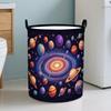 1pc Laundry Basket, Solar System Planet Print "Astronomy Themed Storage Basket" - Foldable Storage Basket with Handle, Polyester Material, Ideal for O