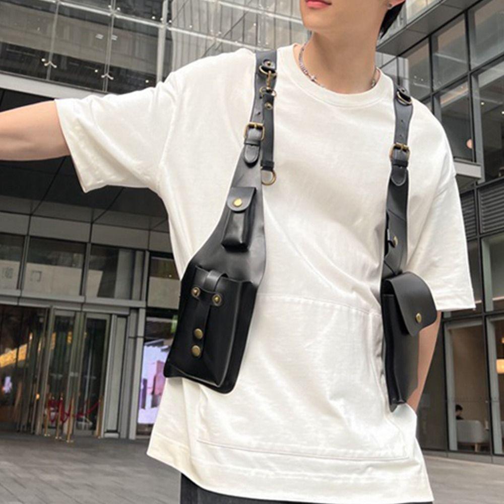 Retro Steampunk Shoulder Harness Bag Vintage Anti-Theft Mobile Phone Purse Double Phone Case Practical Vintage Underarm Bag