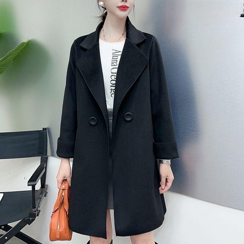 Women Loose Fit Plus Size Wool  Coat Oversized Korean Style Trench Coat  Autumn Outerwear