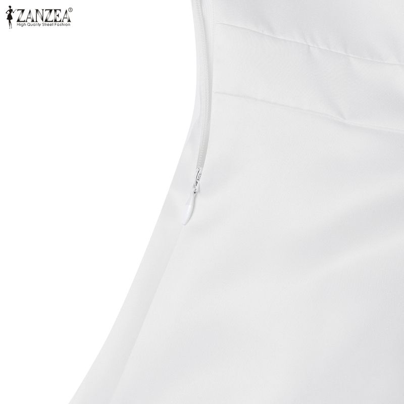 ZANZEA Women Casual Round Neck Solid Color Sleeveless Dress