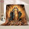Coperta artistica in flanella della Vergine Maria misericordiosa, 6 taglie, per divano, ufficio, pisolino, per tutte le stagioni, lavabile in lavatrice