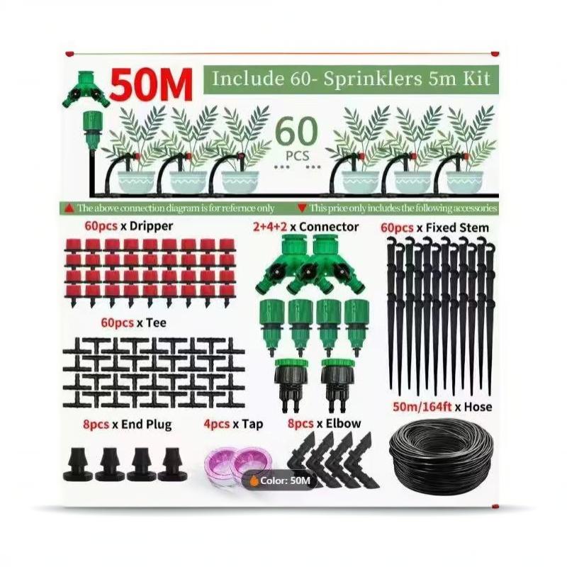 Outdoor Cooling Mist Irrigation System 5-50M with Brass Atomizer Nozzles for Trampoline Patio Summer Heat Relief