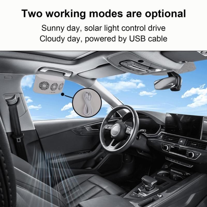 Car Cooler Front Rear Window Radiator Auto Air Vent Fan Radiator Cooling System USB Charging Solar Powered Ventilator