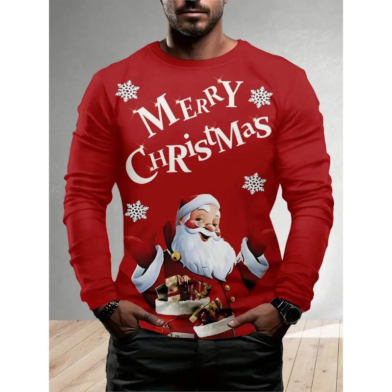 Christmas Series Man T Shirts 3D Funny Harajuku Printed Fashion Long Sleeve Round Neck Clothing For Men Casual Tops T-shirt