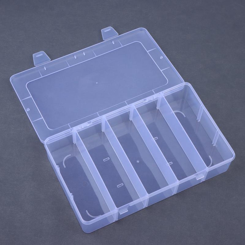 2PCS/3PCSClear Plastic Storage Box With Adjustable Grids And Transparent Design Perfect For Organizing Jewelry