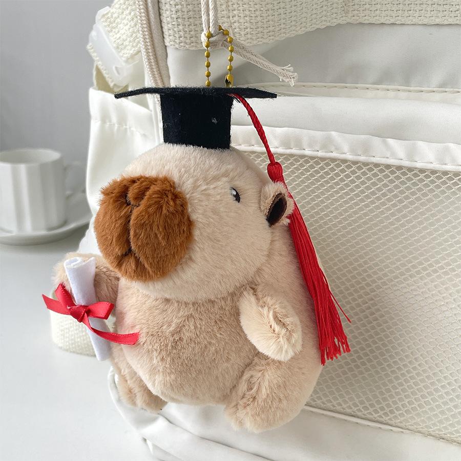 

Doctor s Hat Kapibala Pendant Plush Toy Capybara Dolls Bag Hanging Decoration Graduation Season Gift Approx. 11cm