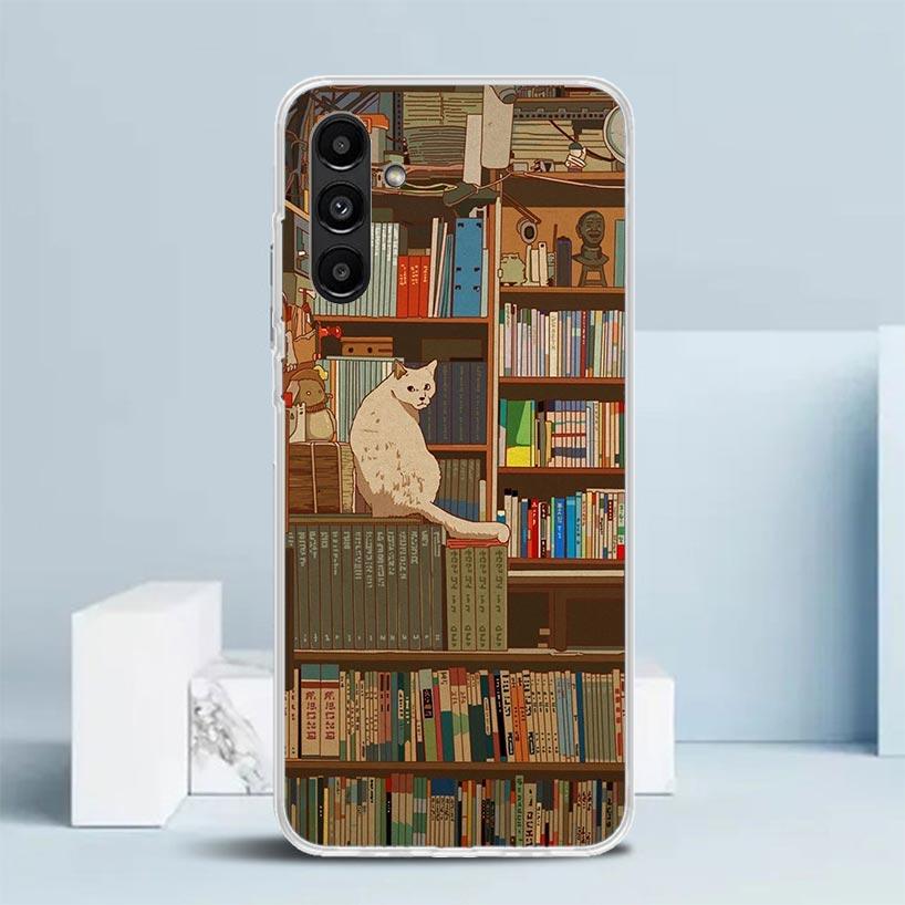 Read Books Illustration Reading Cover for Samsung Galaxy A17 A37 A57 A16 A26 A36 A56 A15 A14 A55 Phone Case A13 A53 A25 A35 A24