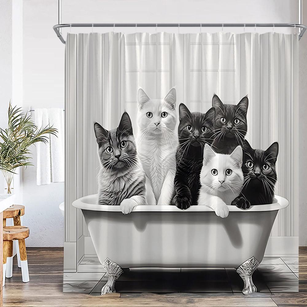 Lustige Tiere Baden Duschvorhänge Hochlandrind Schweine Kaninchen Hunde Badewanne Badezimmer Dekor Polyester Duschvorhänge mit Haken