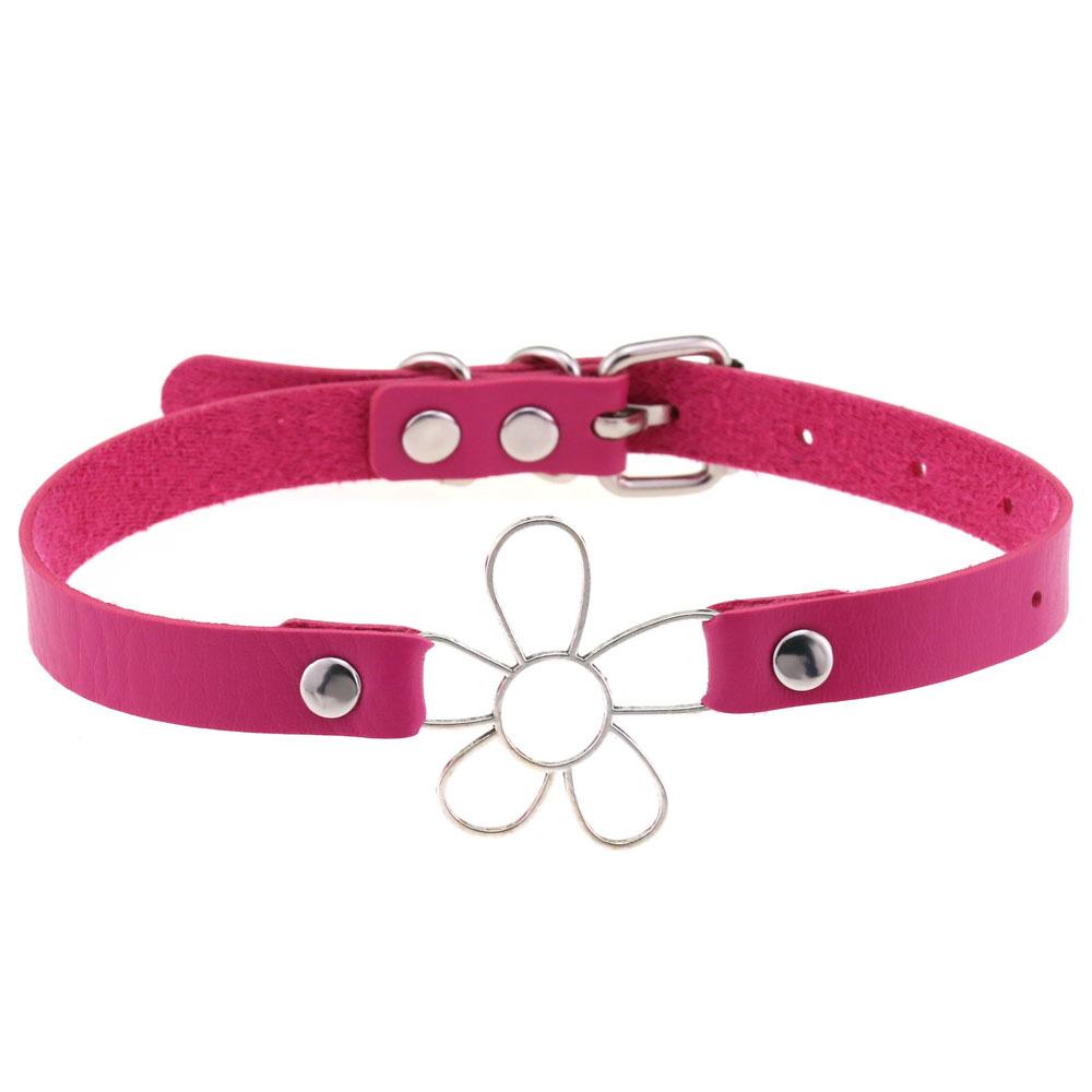 Simple Floral Choker, Fresh Flower Faux Leather Neck Collar Clavicle Necklace